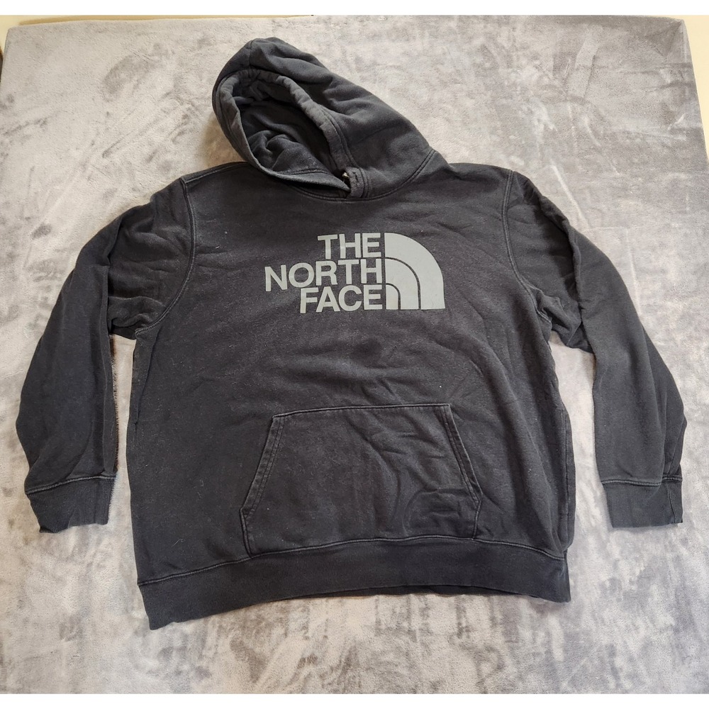 The North Face Hoodie Mens 2XL Black Half Dome Pullover Spell Out Logo Hiking